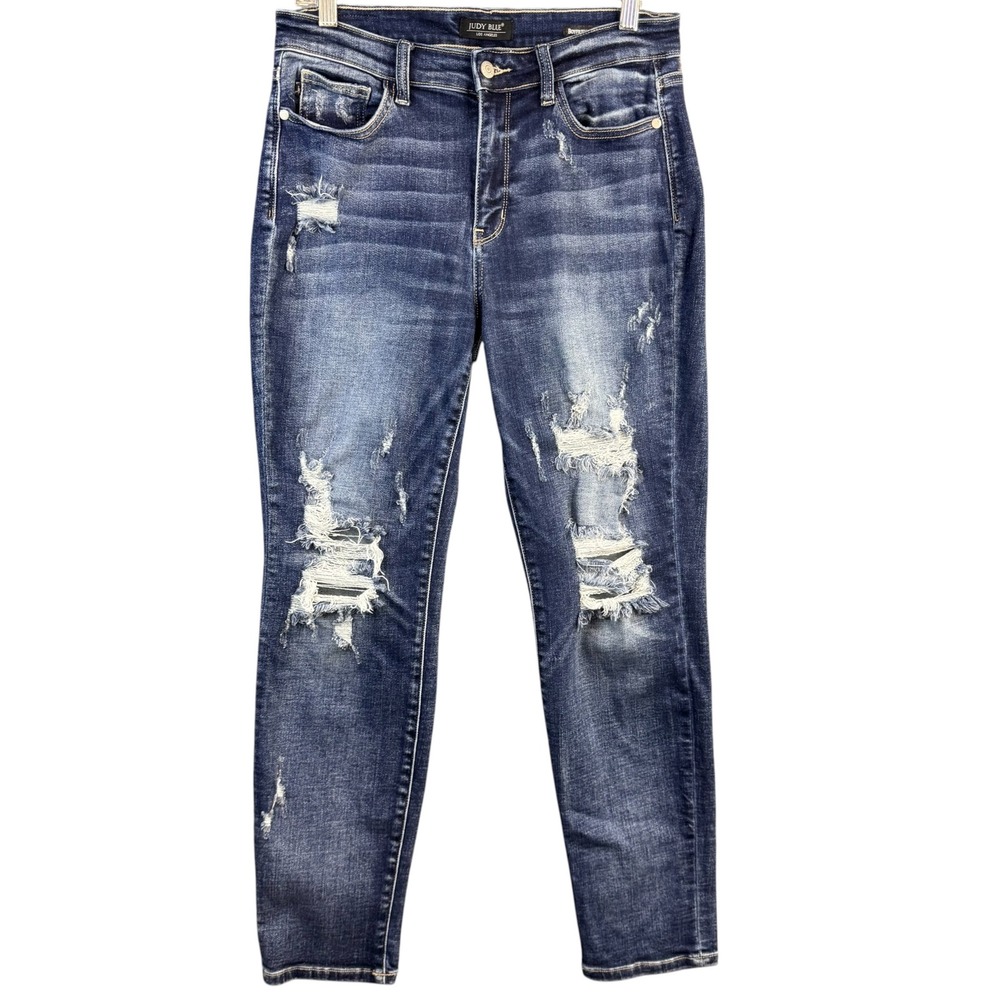 Judy Blue Los Angeles Boyfriend Fit Distressed Jeans Medium Wash 11/30 JB82427MD